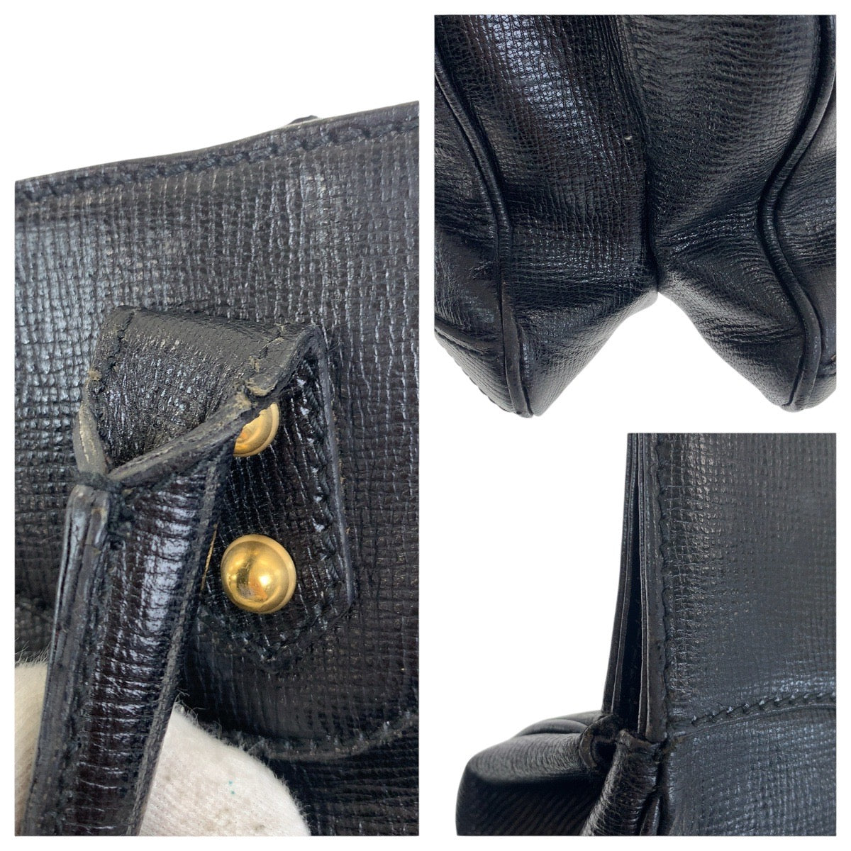 GUCCI Tote Bag 114914 leather Black GoldMetal Horsebit