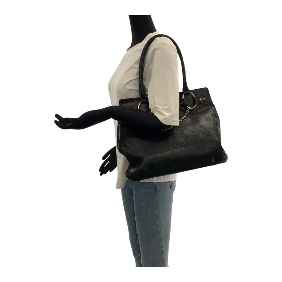 GUCCI Tote Bag 114914 leather Black GoldMetal Horsebit