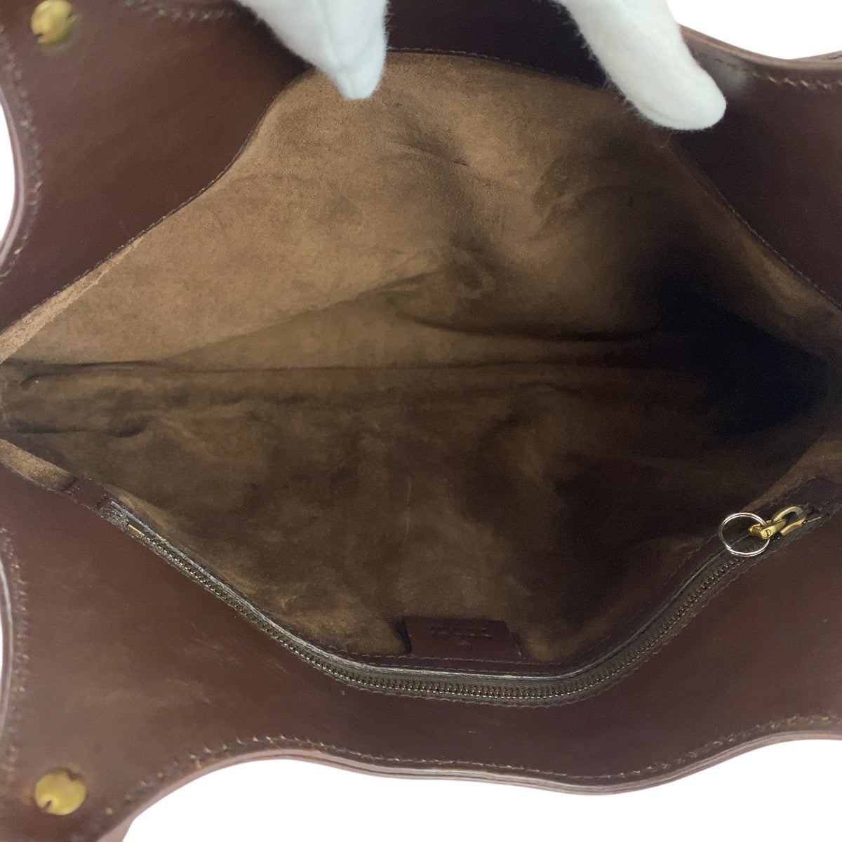 GUCCI Tote Bag 114875 leather Brown Gold Metal Interlocking Old Gucci