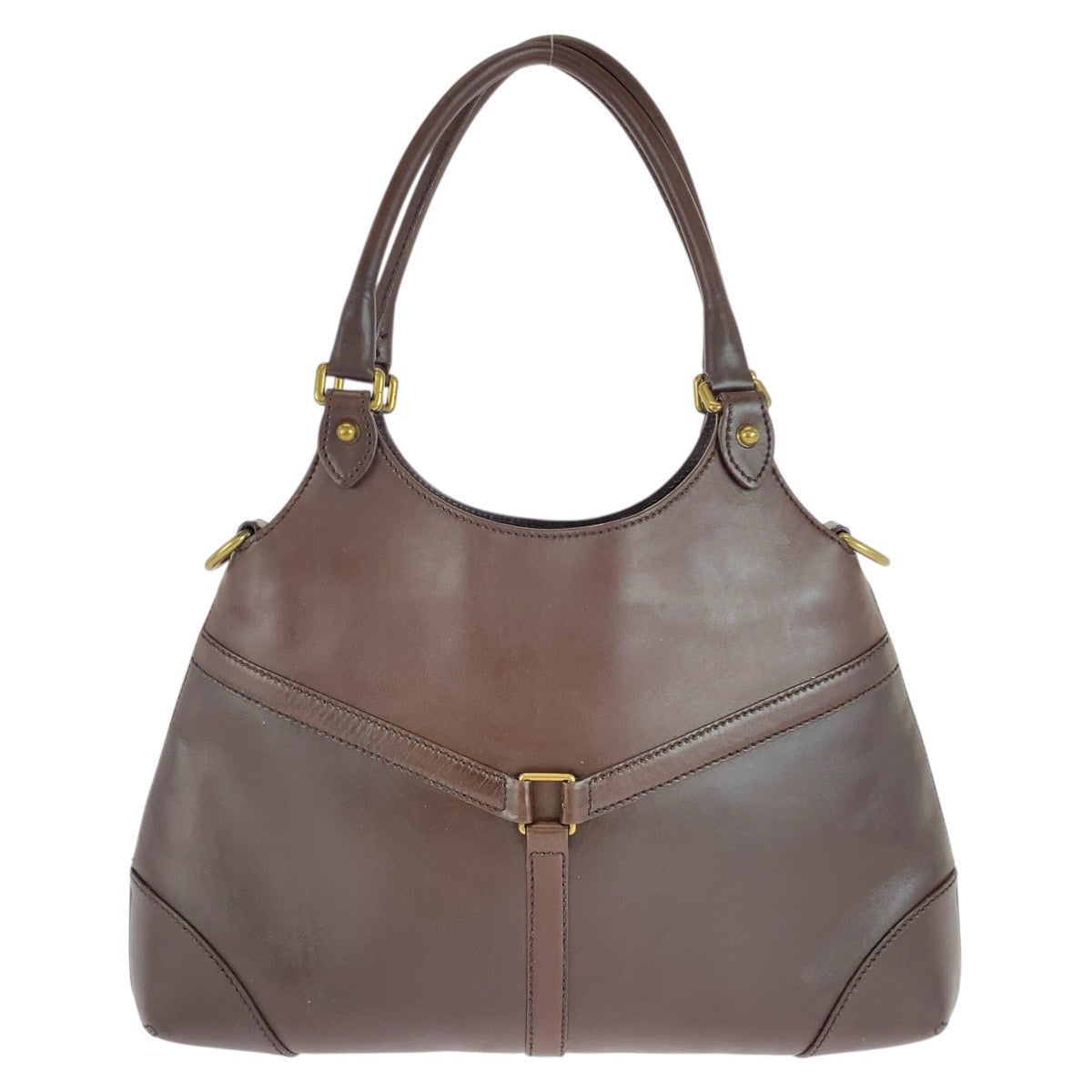 GUCCI Tote Bag 114875 leather Brown Gold Metal Interlocking Old Gucci