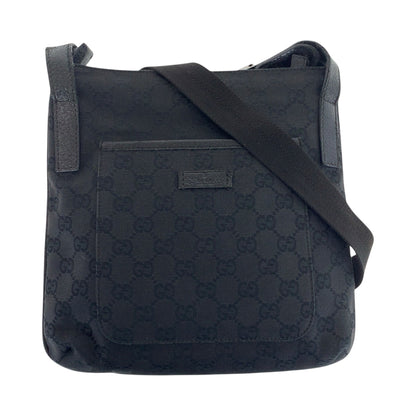 GUCCI Shoulder Bag 122793 GG canvas Black Silver