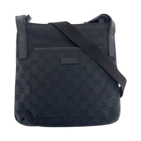 GUCCI Shoulder Bag 122793 GG canvas Black Silver