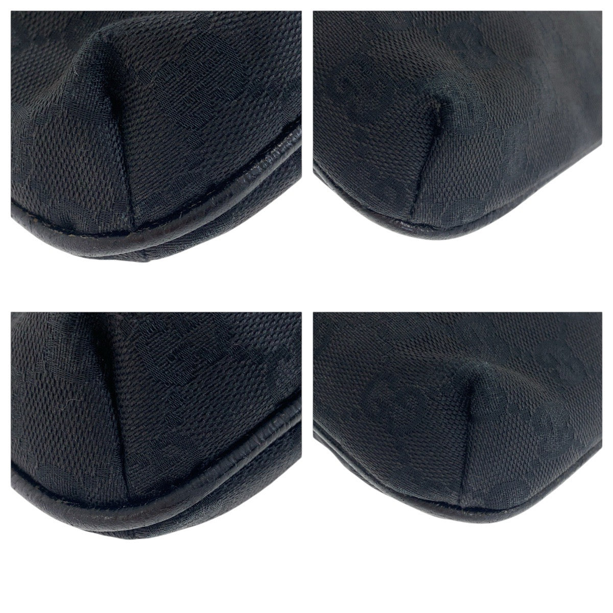 GUCCI Shoulder Bag 122793 GG canvas Black Silver