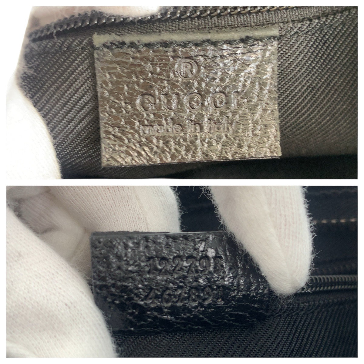 GUCCI Shoulder Bag 122793 GG canvas Black Silver