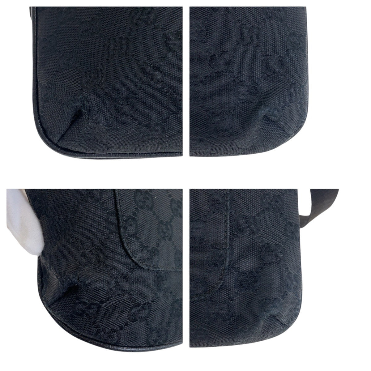 GUCCI Shoulder Bag 122793 GG canvas Black Silver