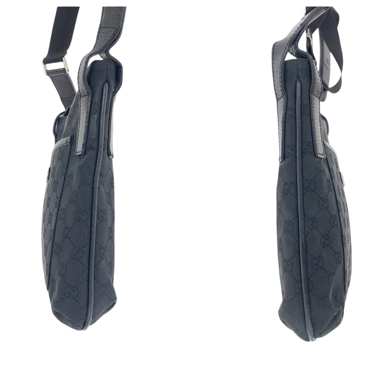 GUCCI Shoulder Bag 122793 GG canvas Black Silver