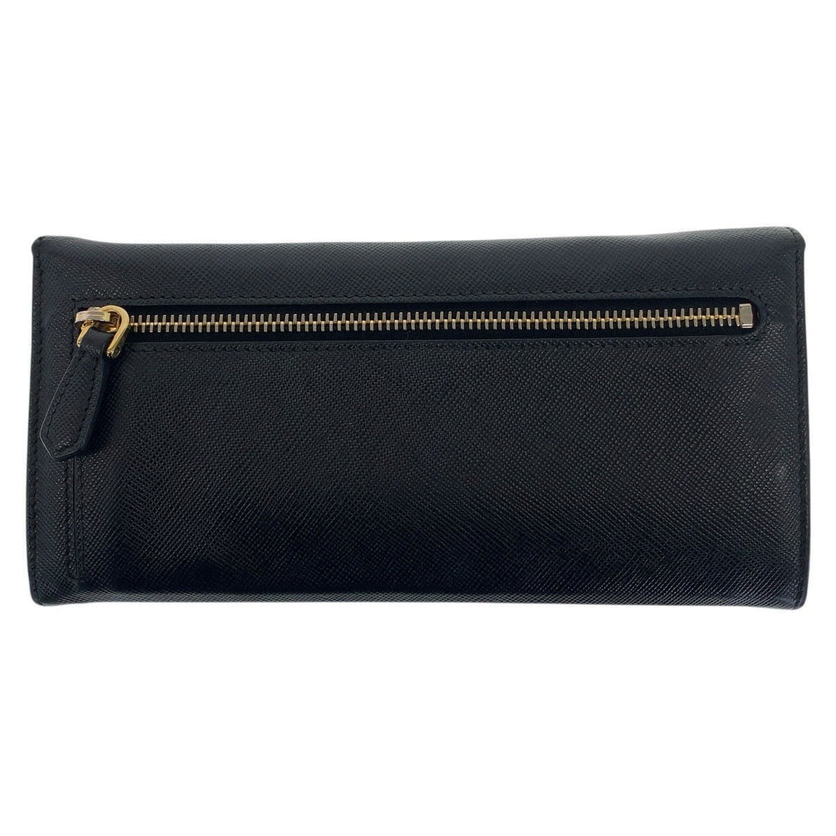 PRADA Long Wallet Purse leather Black gold Safiano