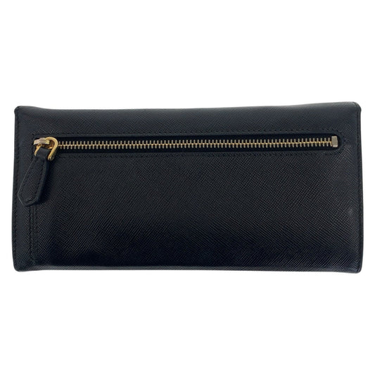 PRADA Long Wallet Purse leather Black gold Safiano