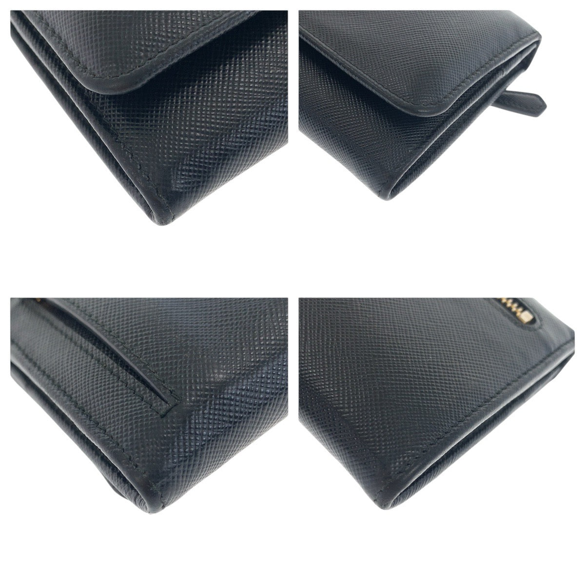 PRADA Long Wallet Purse leather Black gold Safiano