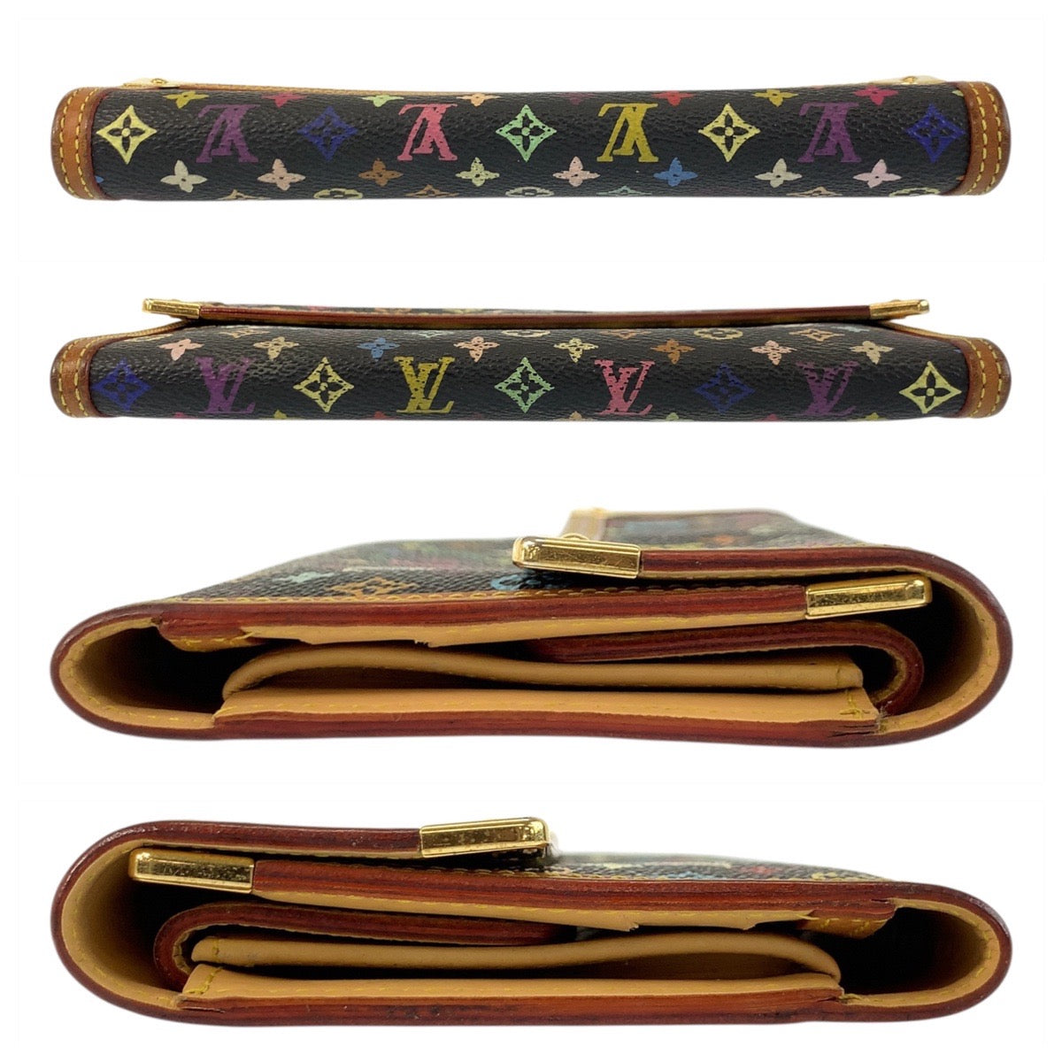 LOUIS VUITTON Long Wallet Purse M92658 PVC Noir Black Gold Metal Monogram multicolor Porte Tresor International