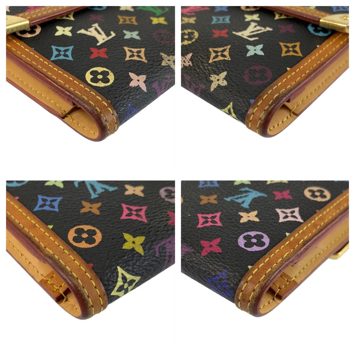 LOUIS VUITTON Long Wallet Purse M92658 PVC Noir Black Gold Metal Monogram multicolor Porte Tresor International