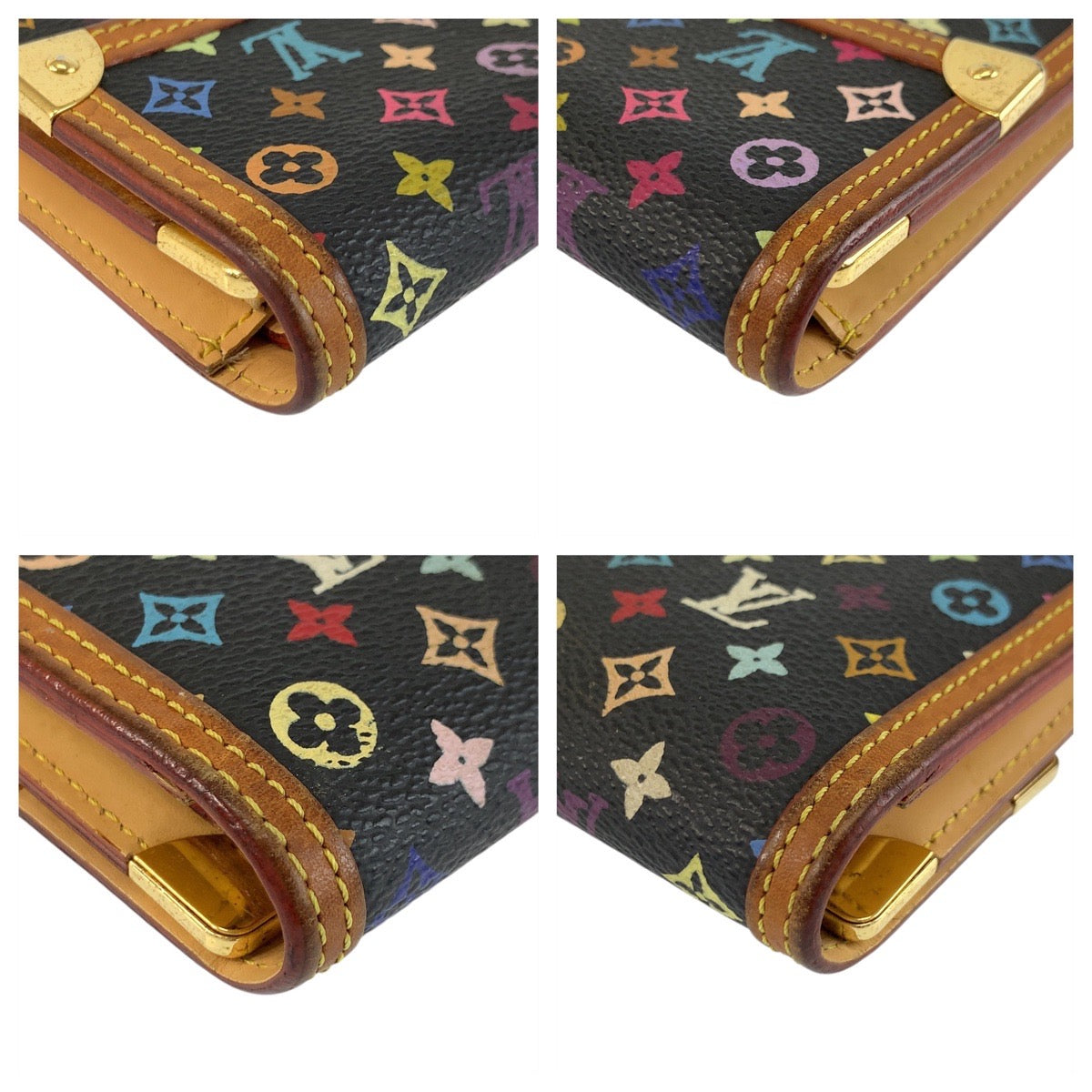 LOUIS VUITTON Long Wallet Purse M92658 PVC Noir Black Gold Metal Monogram multicolor Porte Tresor International