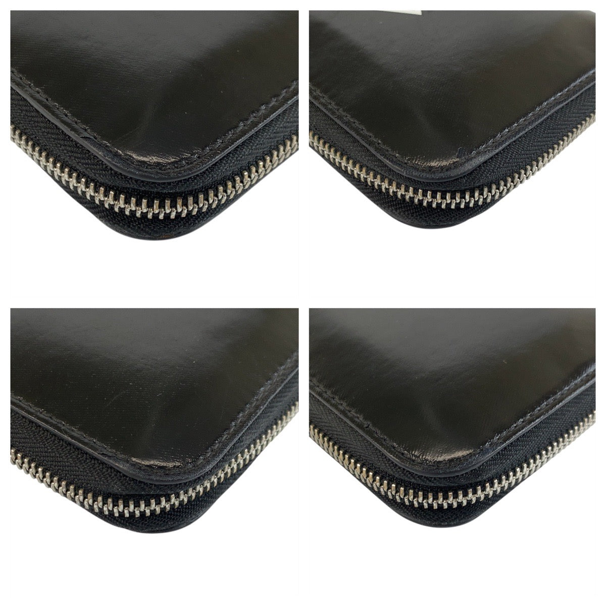 BURBERRY Long Wallet Purse leather Black SilverMetal logo graphics