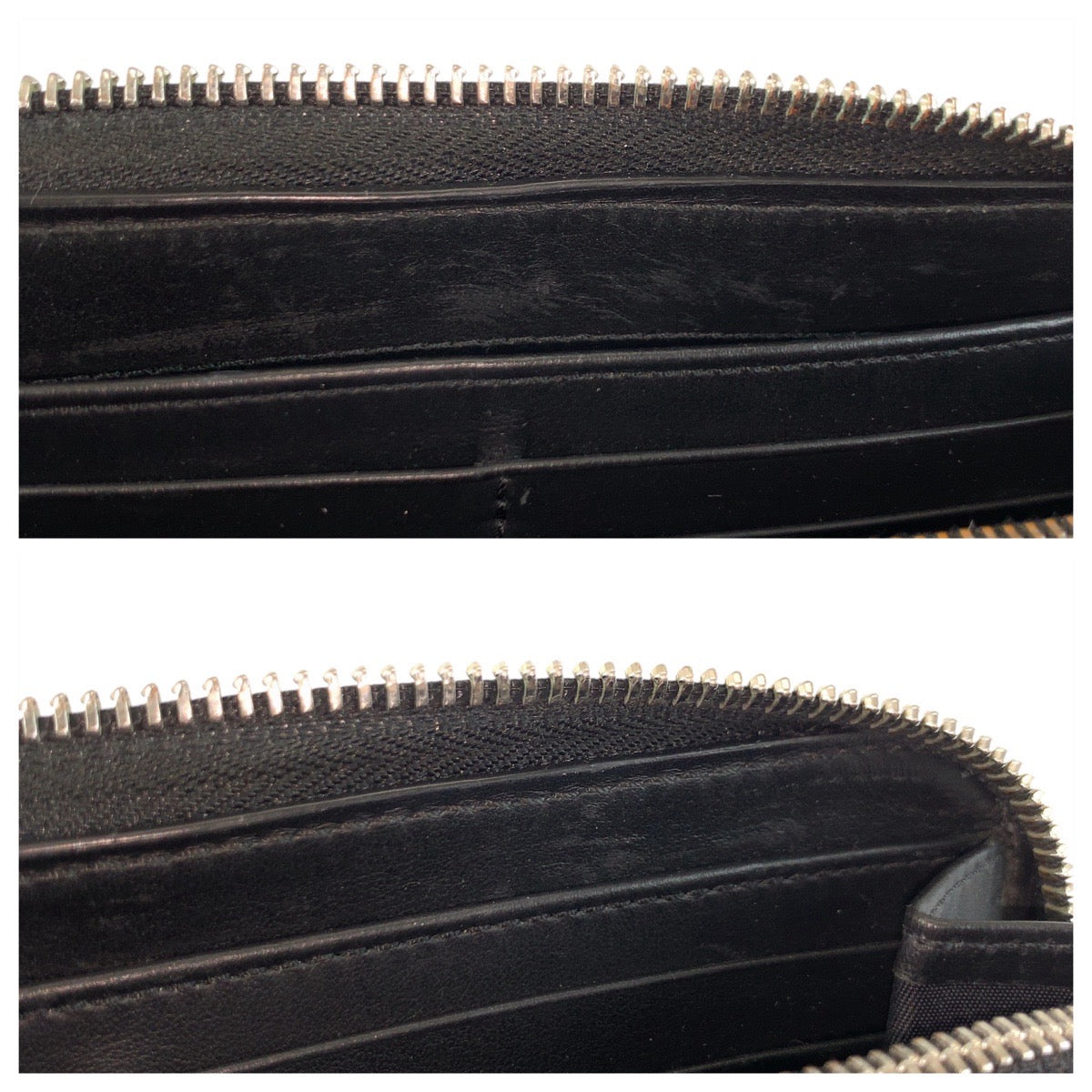 BURBERRY Long Wallet Purse leather Black SilverMetal logo graphics