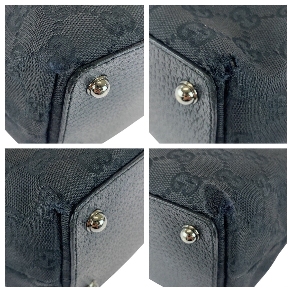 GUCCI Tote Bag 120840 GG canvas Black SilverMetal