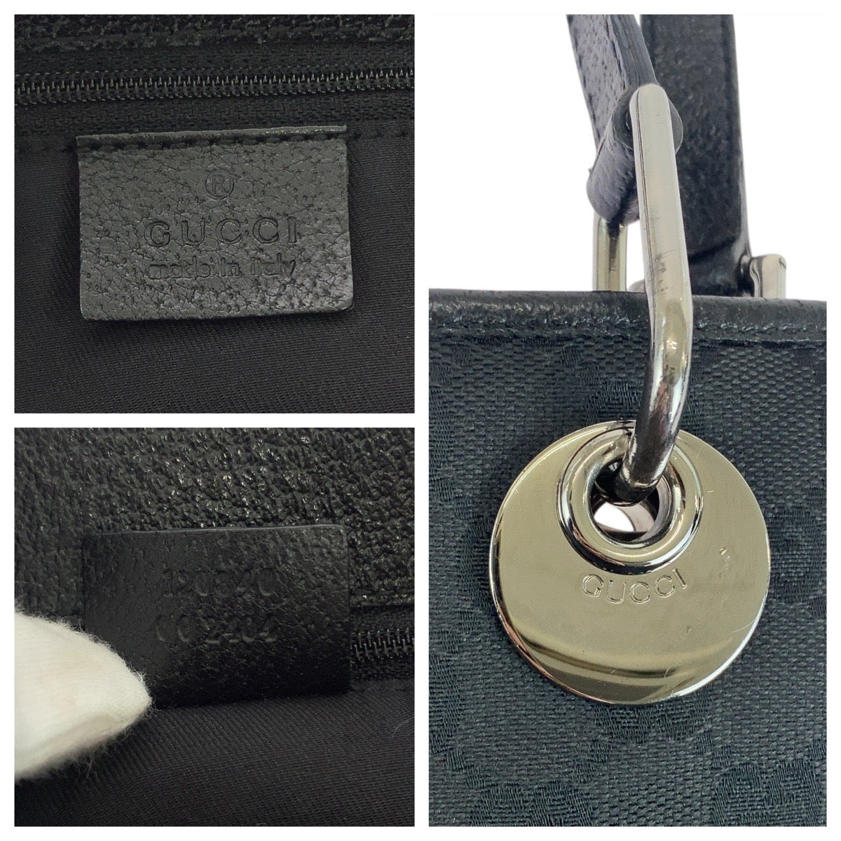 GUCCI Tote Bag 120840 GG canvas Black SilverMetal