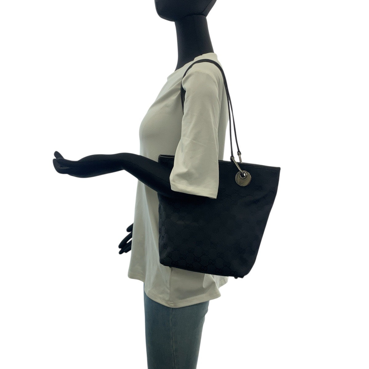 GUCCI Tote Bag 120840 GG canvas Black SilverMetal