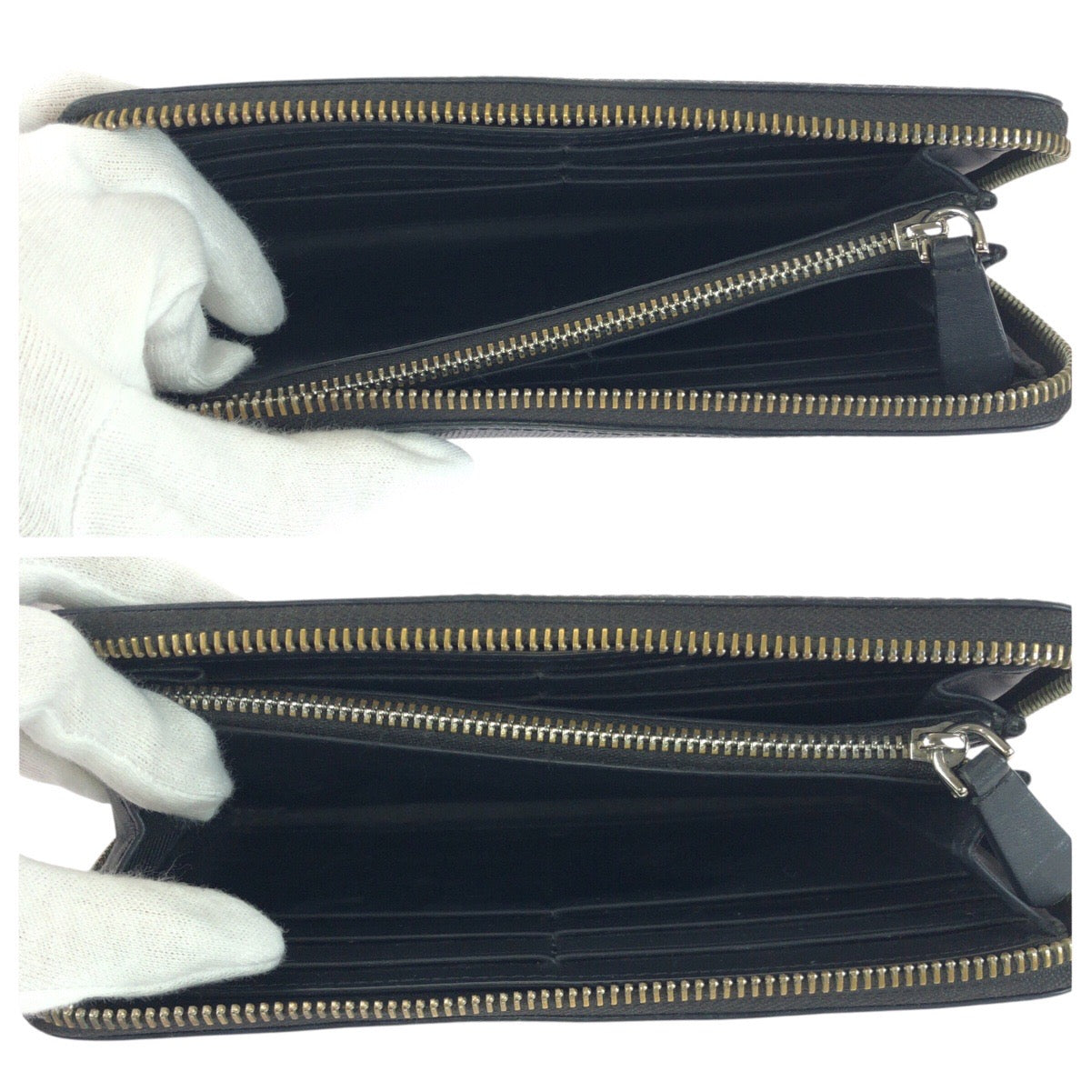 BURBERRY Long Wallet Purse PVC Black Silver Check Pattern