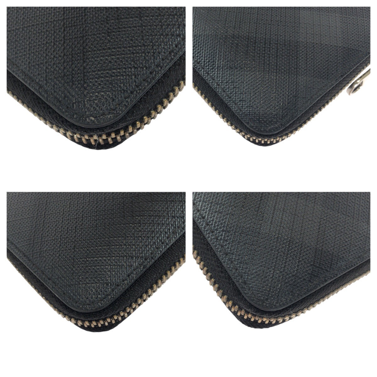 BURBERRY Long Wallet Purse PVC Black Silver Check Pattern