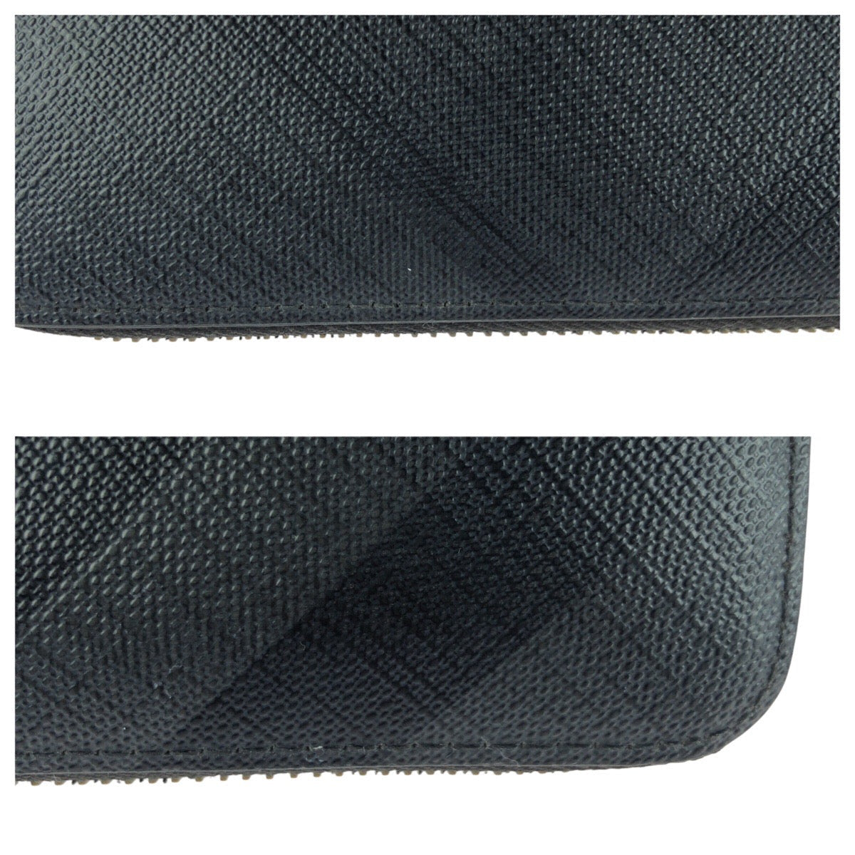 BURBERRY Long Wallet Purse PVC Black Silver Check Pattern