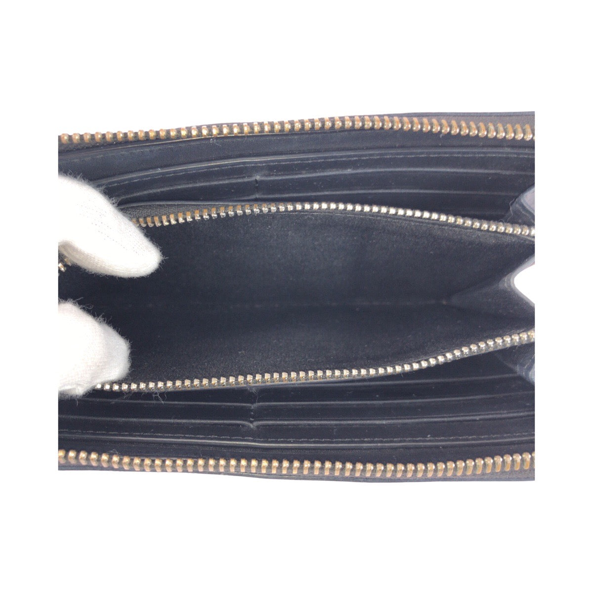 BURBERRY Long Wallet Purse PVC Black Silver Check Pattern