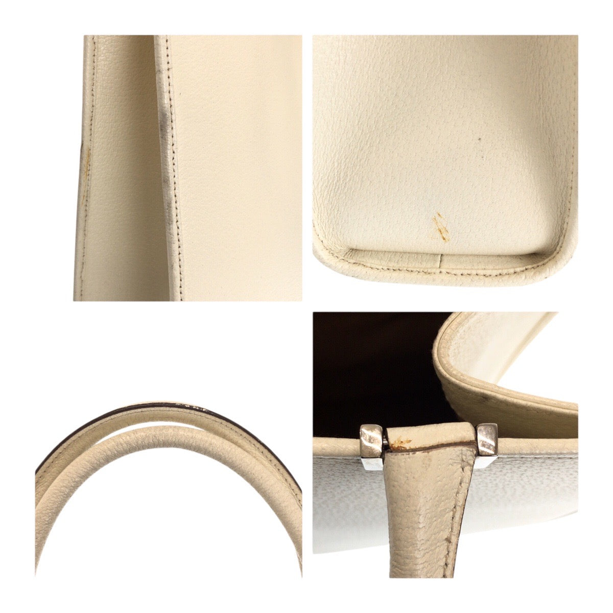 GUCCI Tote Bag 002 1064 leather White Ivory SilverMetal Jackie