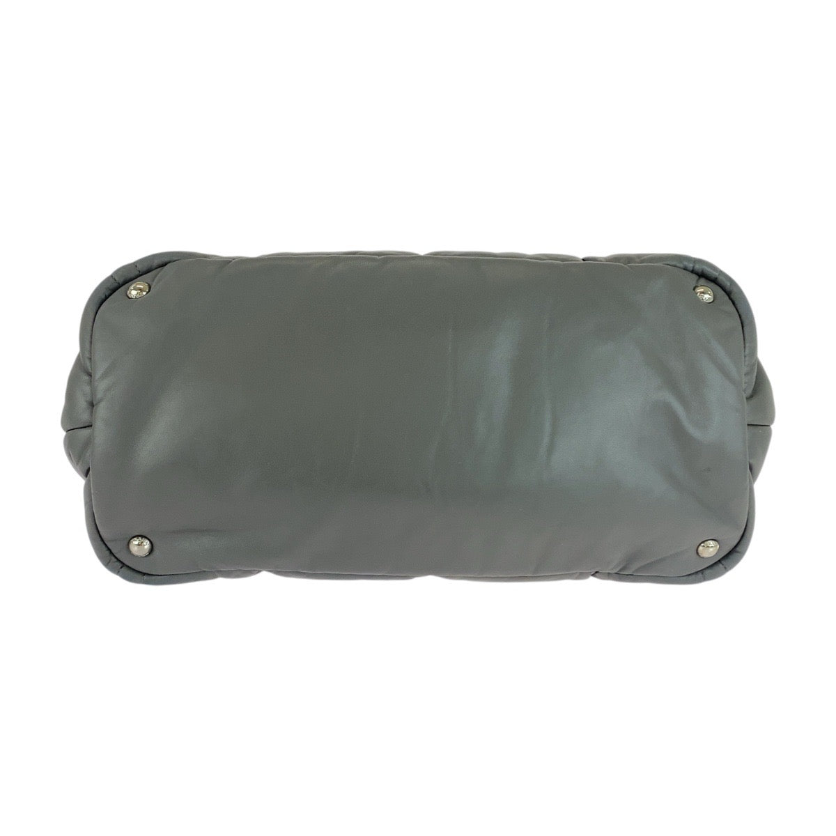 PRADA Tote Bag leather Grey SilverMetal Triangle With logo Nappa bomber