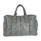 PRADA Tote Bag leather Grey SilverMetal Triangle With logo Nappa bomber