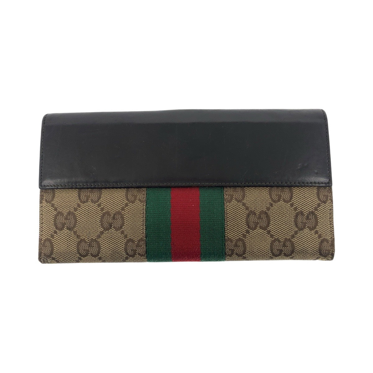 GUCCI Long Wallet Purse 035 0416 2134 GG canvas Beige Dark Brown Silver Jackie Shelly Line