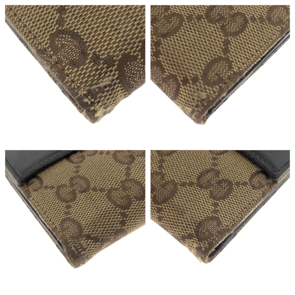 GUCCI Long Wallet Purse 035 0416 2134 GG canvas Beige Dark Brown Silver Jackie Shelly Line