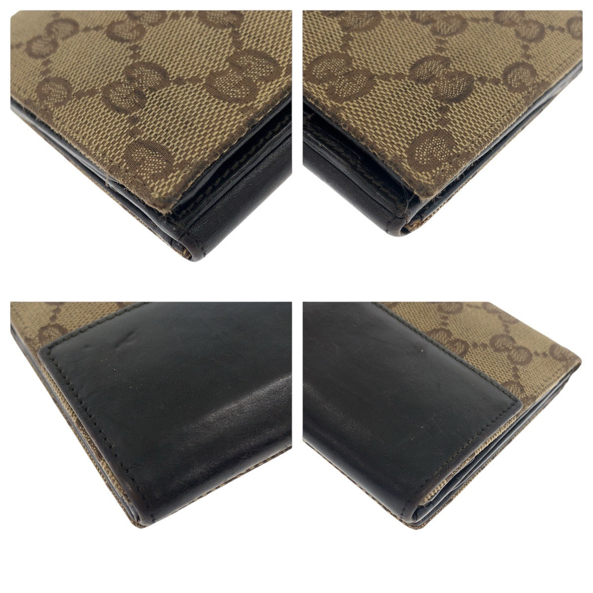 GUCCI Long Wallet Purse 035 0416 2134 GG canvas Beige Dark Brown Silver Jackie Shelly Line