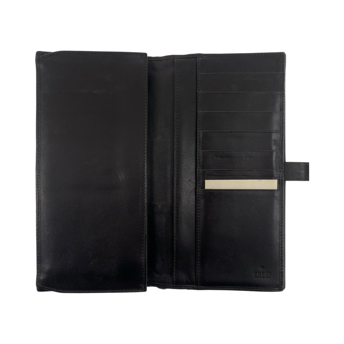 GUCCI Long Wallet Purse 035 0416 2134 GG canvas Beige Dark Brown Silver Jackie Shelly Line