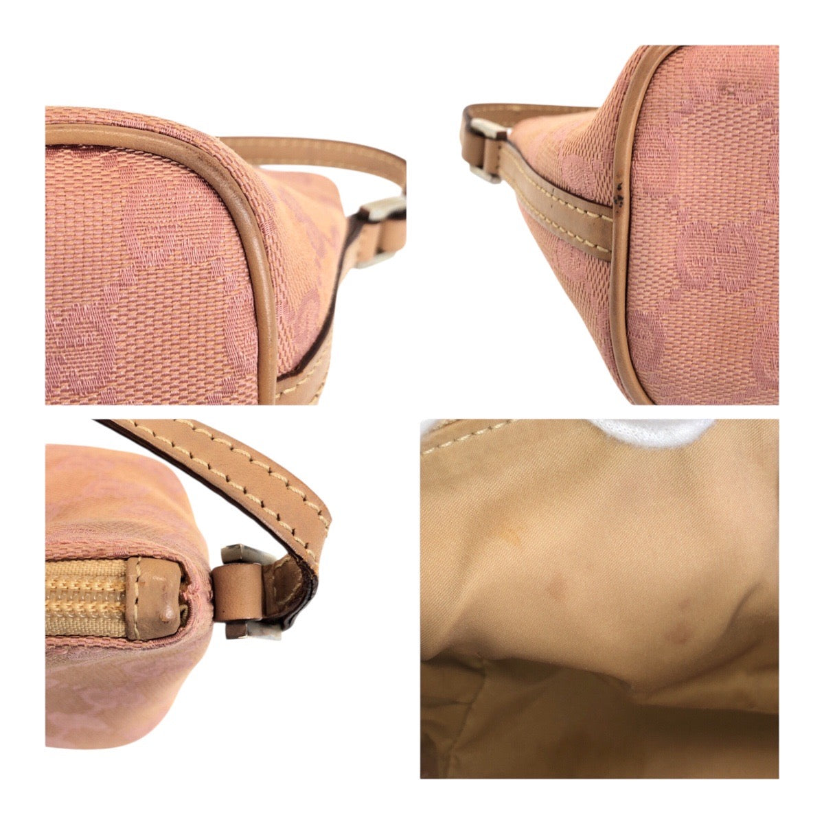 GUCCI Handbag 039 1103 GG canvas Pink Silver