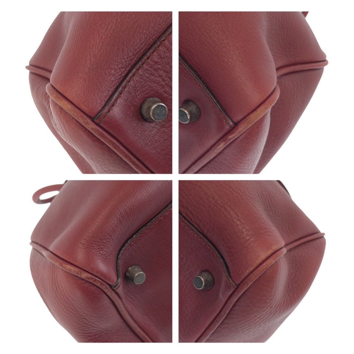 PRADA Handbag leather Wine Red Bordeaux SilverMetal