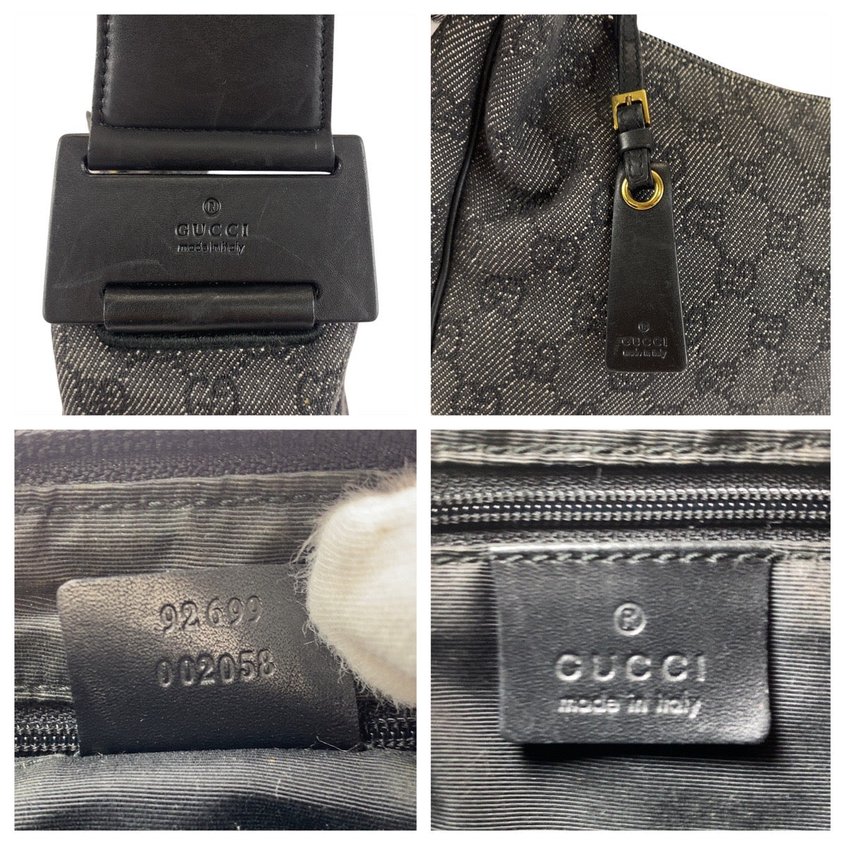 GUCCI Shoulder Bag 92699 GG canvas Black GoldMetal