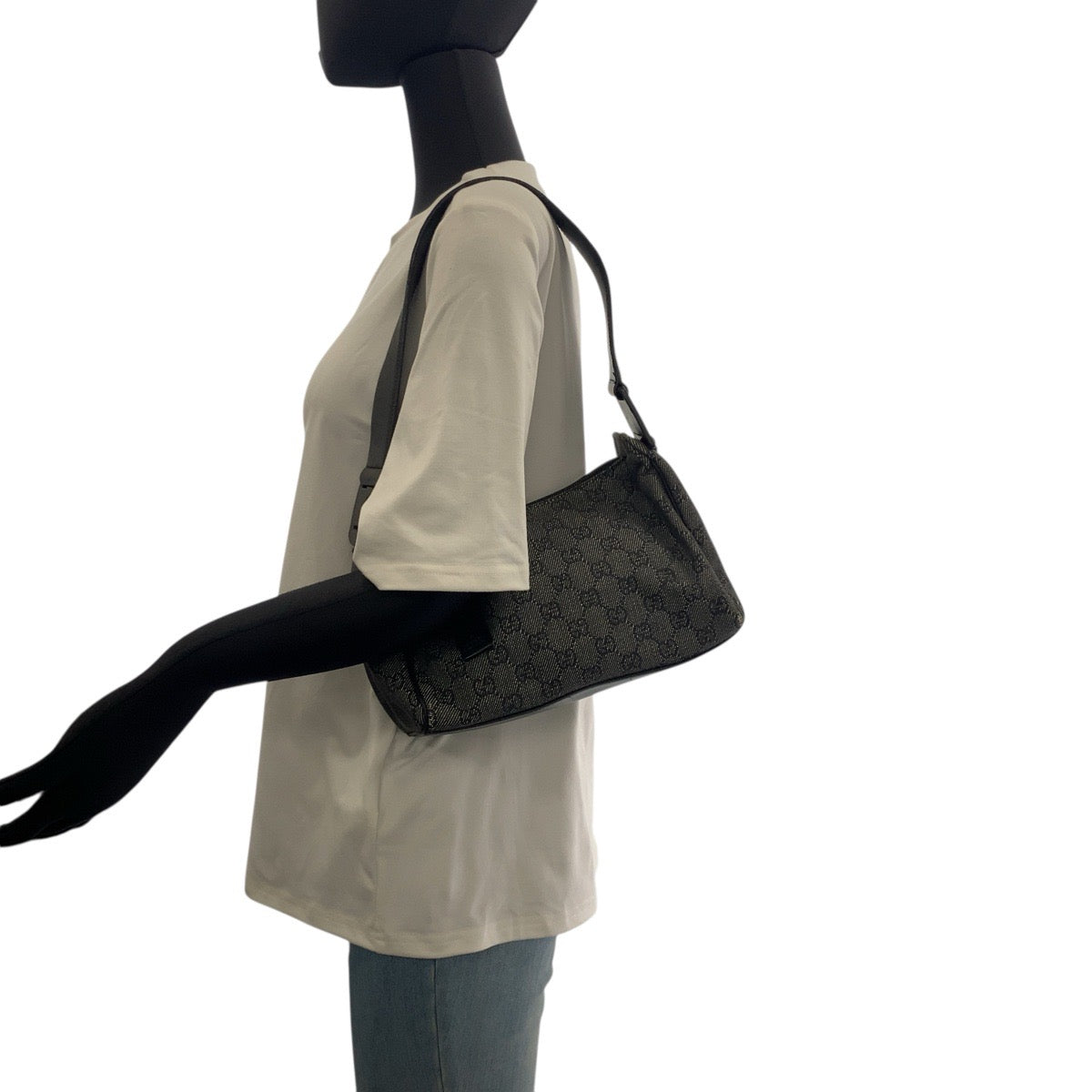 GUCCI Shoulder Bag 92699 GG canvas Black GoldMetal