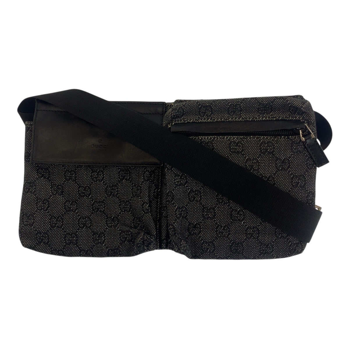 GUCCI Sling bag 28566 GG canvas Black Silver