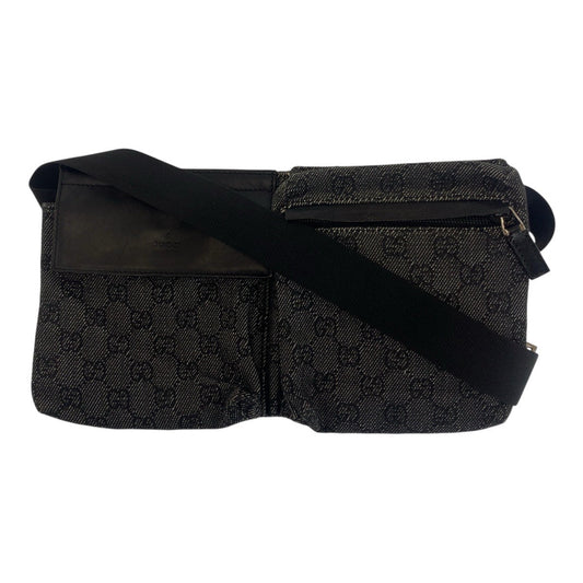 GUCCI Sling bag 28566 GG canvas Black Silver