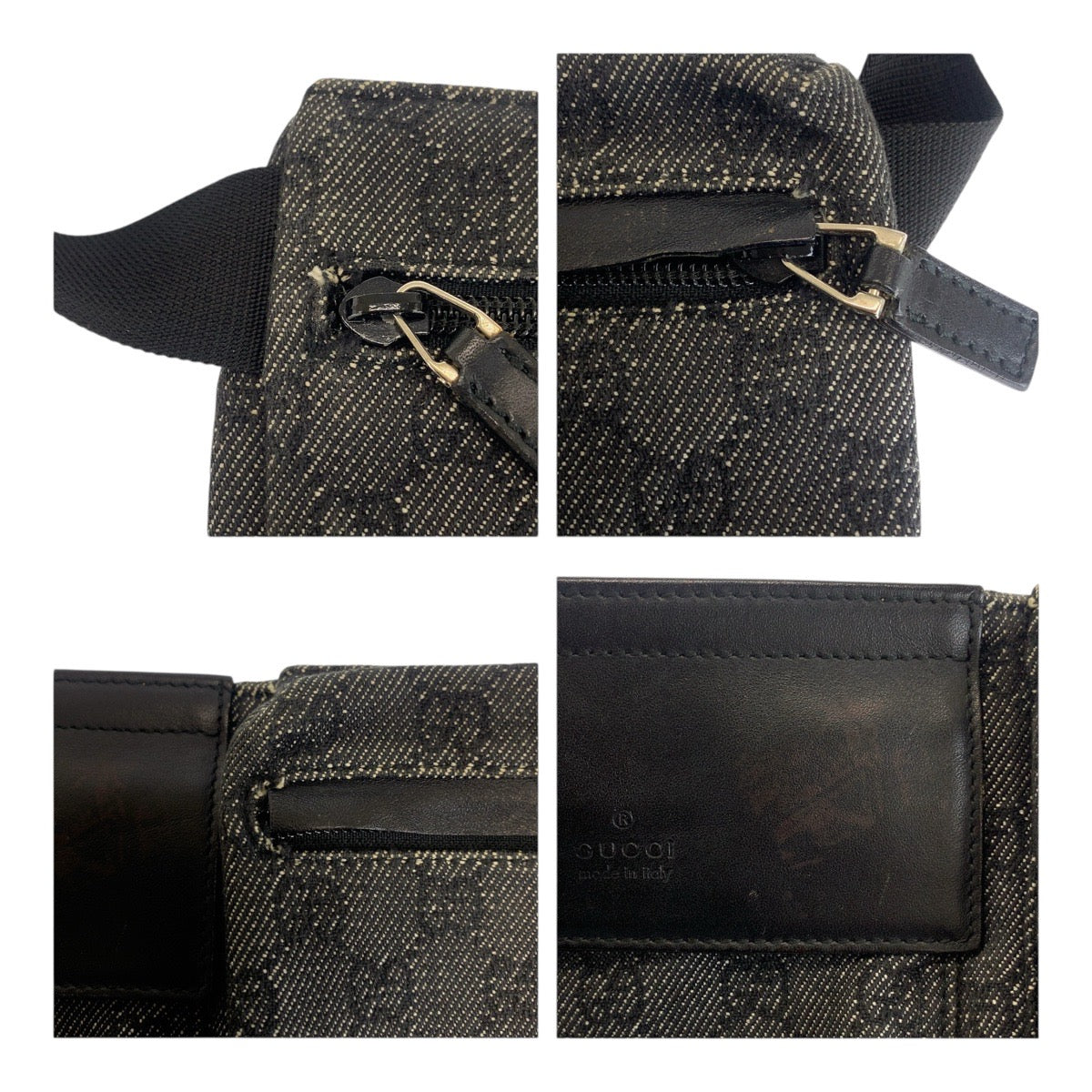 GUCCI Sling bag 28566 GG canvas Black Silver