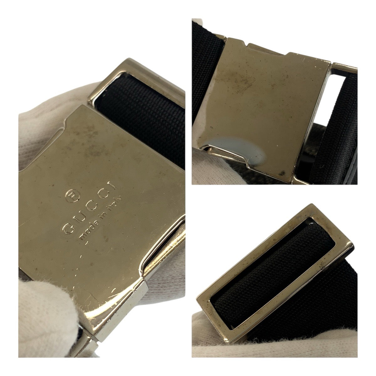 GUCCI Sling bag 28566 GG canvas Black Silver