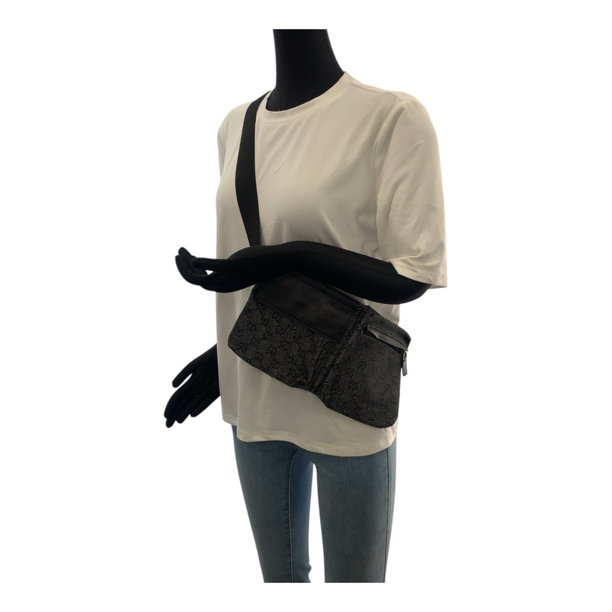 GUCCI Sling bag 28566 GG canvas Black Silver