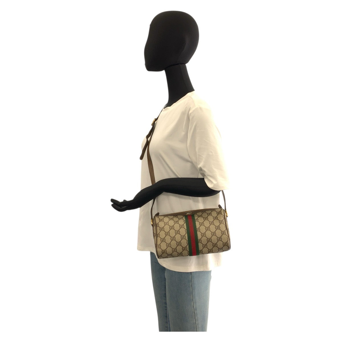 GUCCI Shoulder Bag 89 02 018 GG Supreme Canvas Beige Gold Metal Sherry line