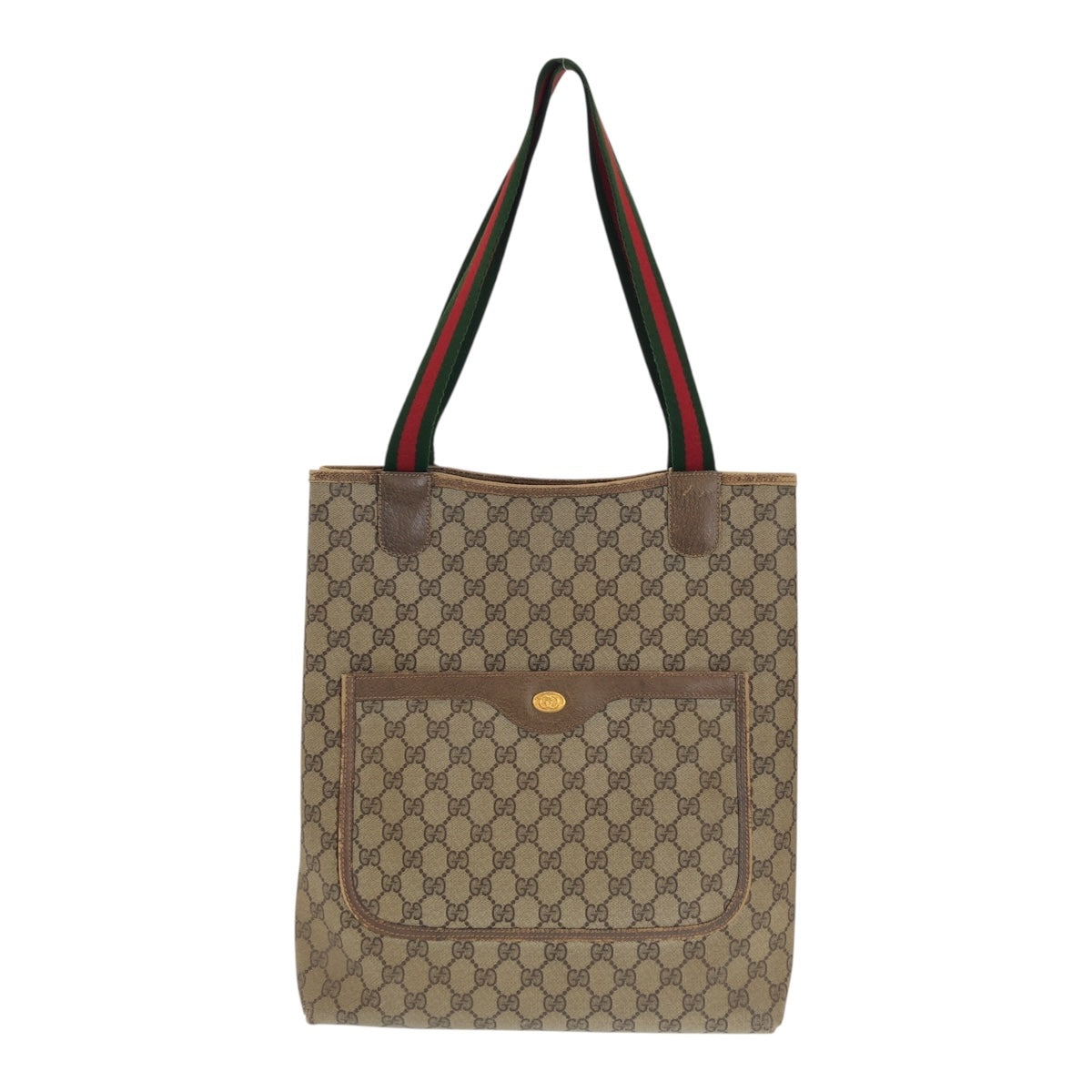 GUCCI Tote Bag 39 02 003 GG Supreme Canvas Brown gold Sherry line Old Gucci