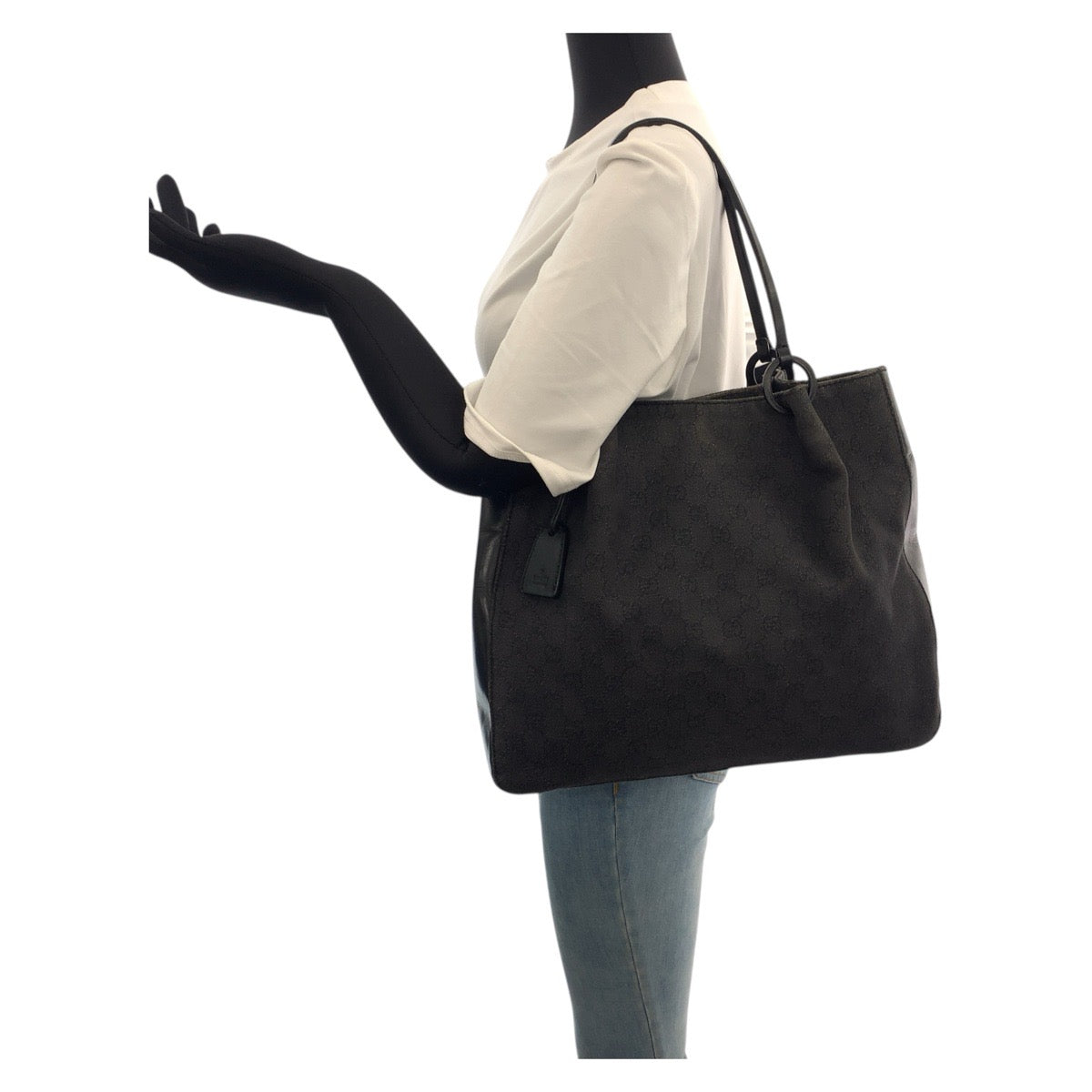 GUCCI Tote Bag 101920 GG canvas Black SilverMetal