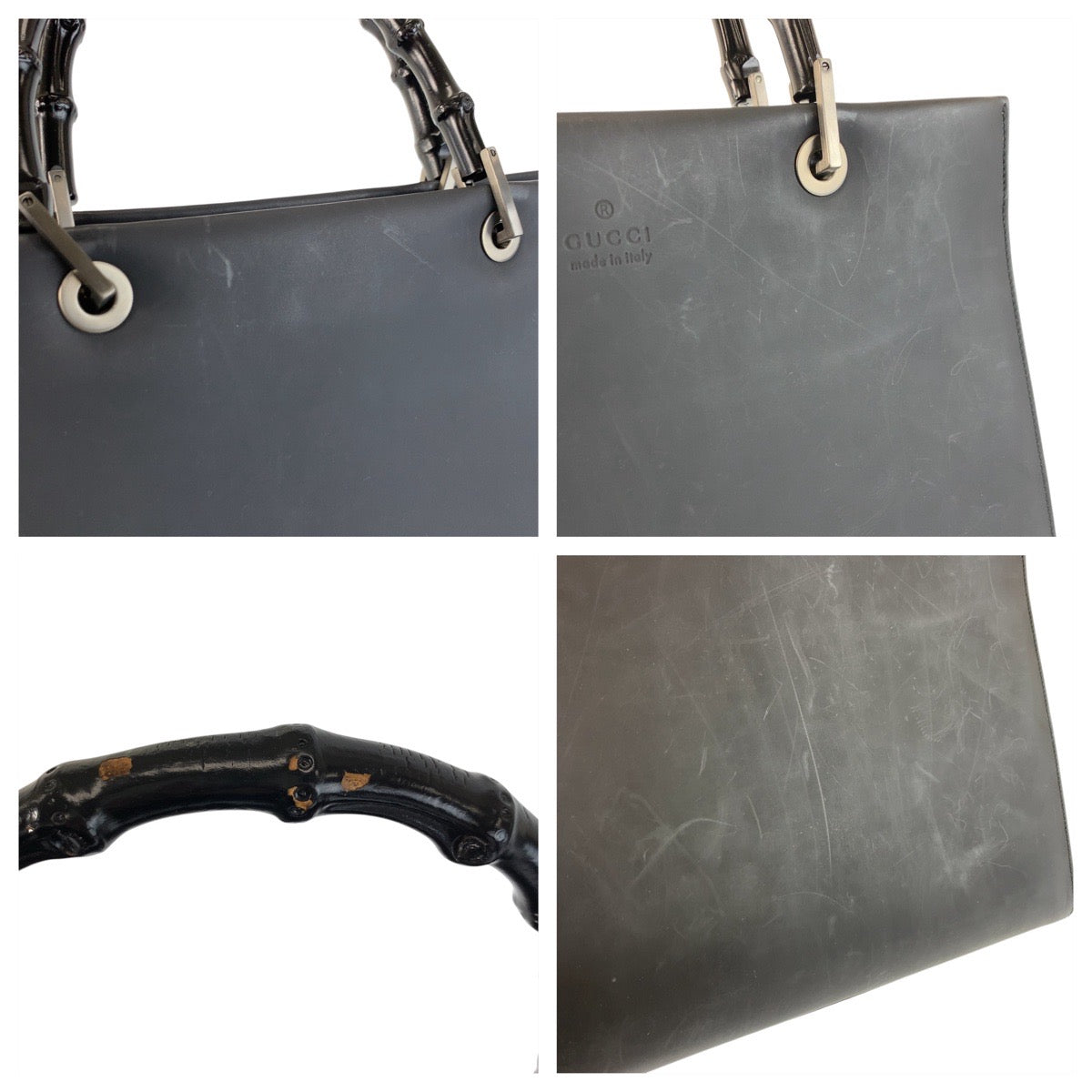 GUCCI Handbag 002 1010 leather Black black Bamboo