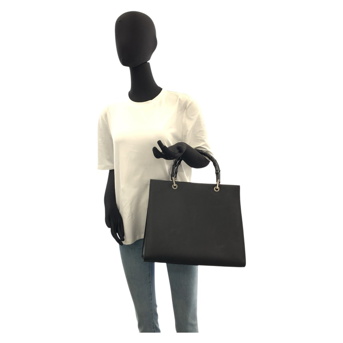 GUCCI Handbag 002 1010 leather Black black Bamboo