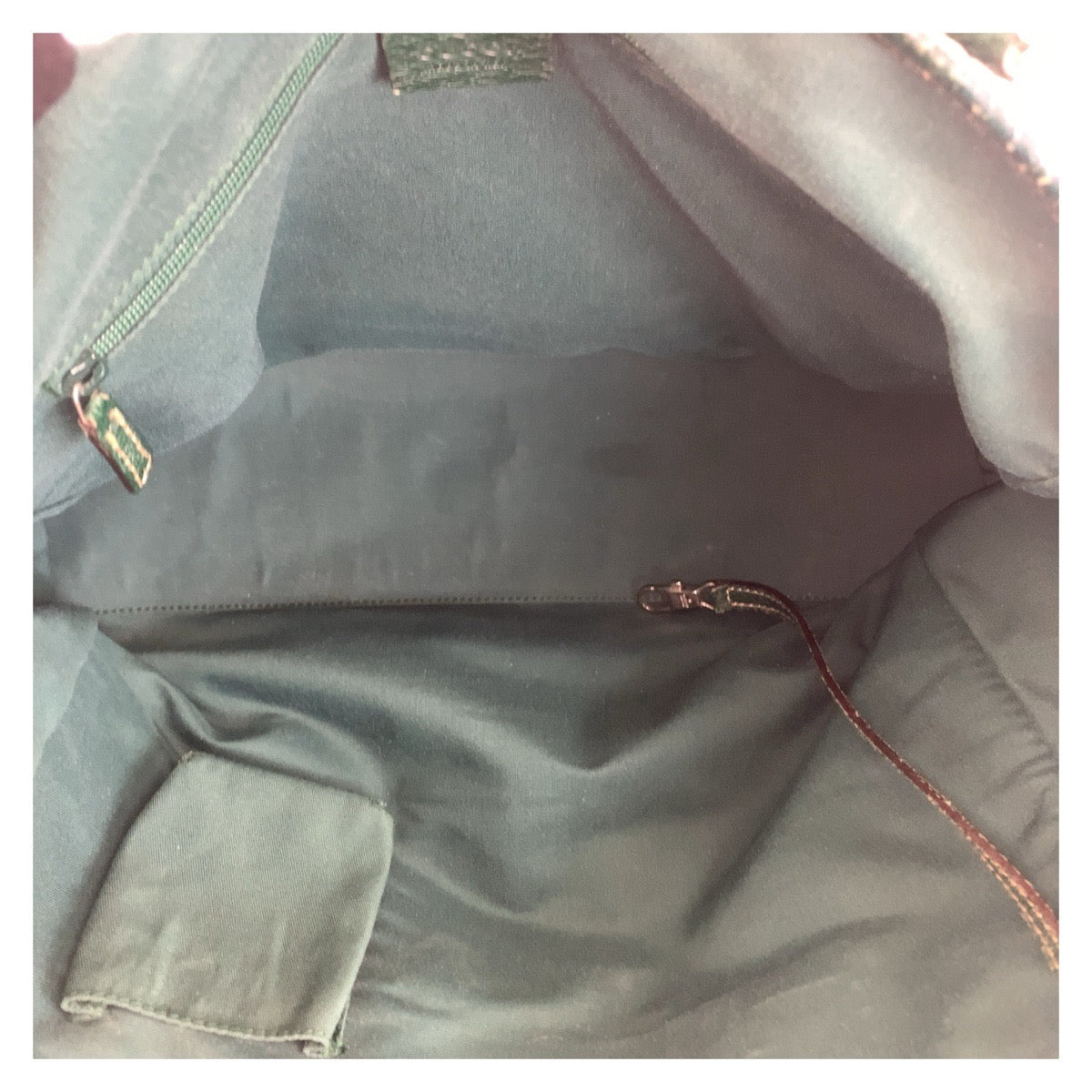 GUCCI Tote Bag 145758 GG canvas Beige Green Silver Sherry line