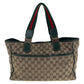 GUCCI Tote Bag 145758 GG canvas Beige Green Silver Sherry line