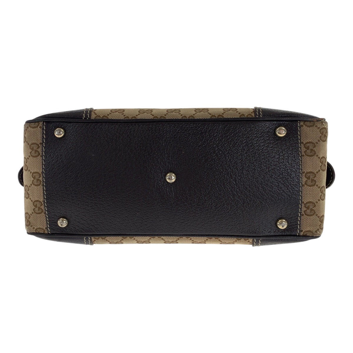 GUCCI Handbag 161720 GG canvas Beige Dark Brown Gold Metal Prince Shelley Line