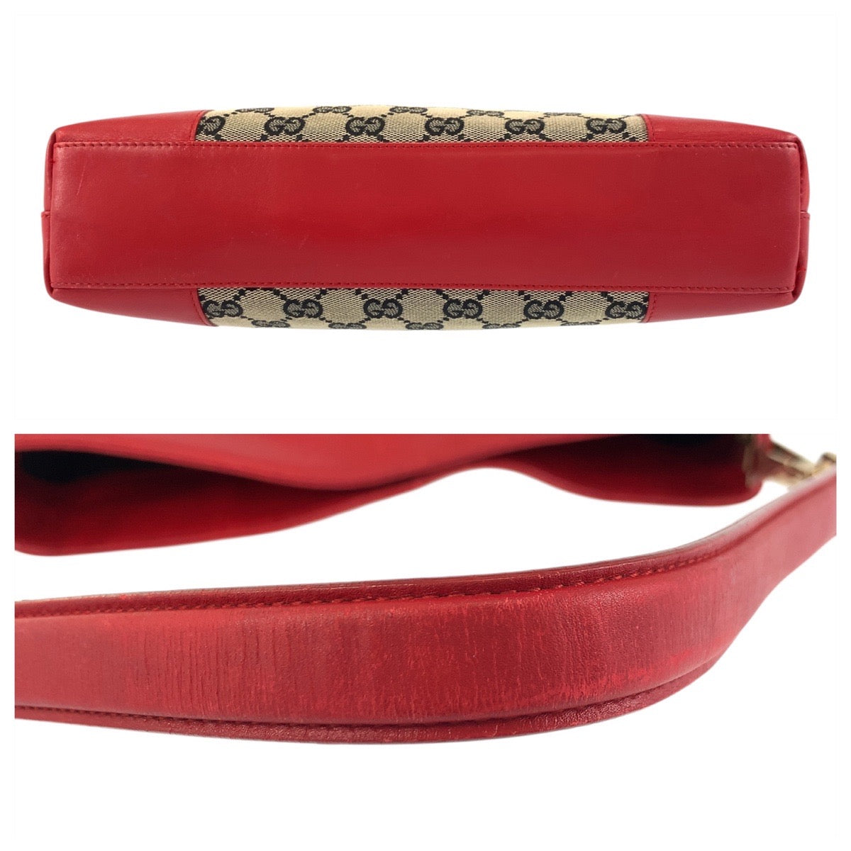 GUCCI Shoulder Bag 001 4231 GG canvas Beige Red Gold Metal